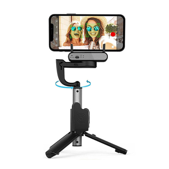 Hohem iSteady Q Single-Axis Gimbal Stabilizer 360° Face Tracking Automatic Balance Selfie Stick Adjustable Tripod with Remote Control for Live Broadcasting Photo Snap - white