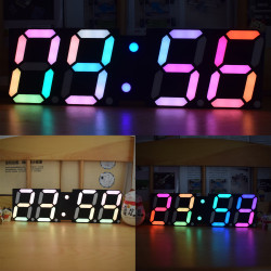 High-Brightness LED Large Size Font RGB Rainbow Color Desktop Digital Tube DIY Alarm Clock Wall Decoration Living Room LED Clock Module Set - Unsoldered Version