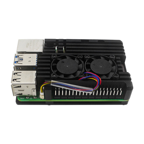 Passive Dissipation Metal Case for Raspberry Pi 5 5B Aluminum Alloy Shell with Dual Cooling Fan