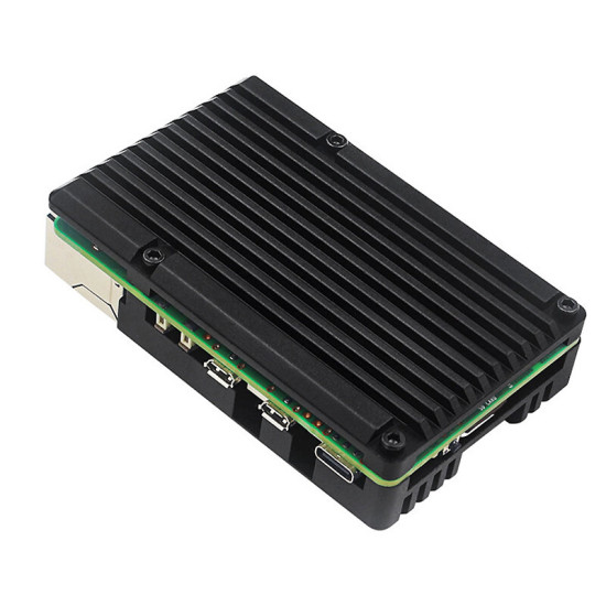 Passive Dissipation Metal Case for Raspberry Pi 5 5B Aluminum Alloy Shell with Dual Cooling Fan