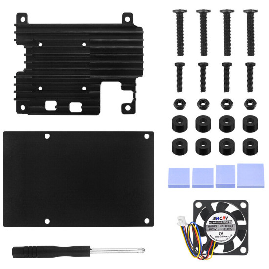 Raspberry Pi 5 Aluminum Alloy Case Metal Shell with Fan Heatsinks Active Passive Cooling Radiator for RPi 5