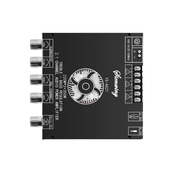 YS-AS21 2.1 Channel bluetooth 5.1 Digital Power Amplifier Board 220W×2+350W High Low-pitched Subwoofer Amplifier Module Board