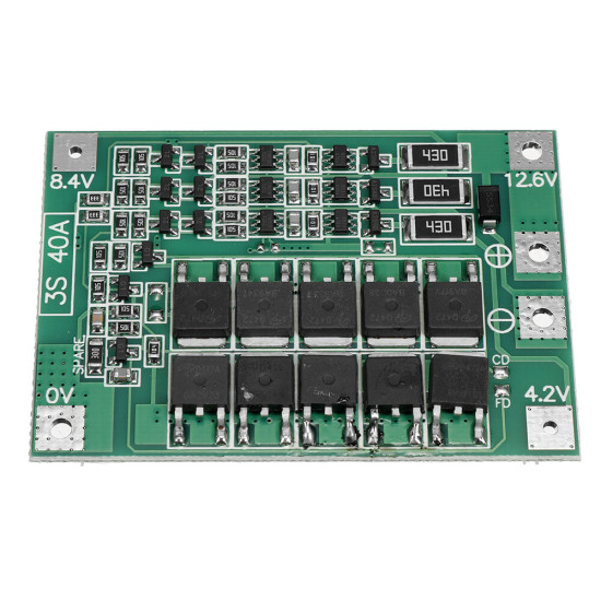 BMS 3S 40A 18650 Lithium Battery Charger Protection Board 11.1V 12.6V PCB for Drill Motor with Balance - 1pc