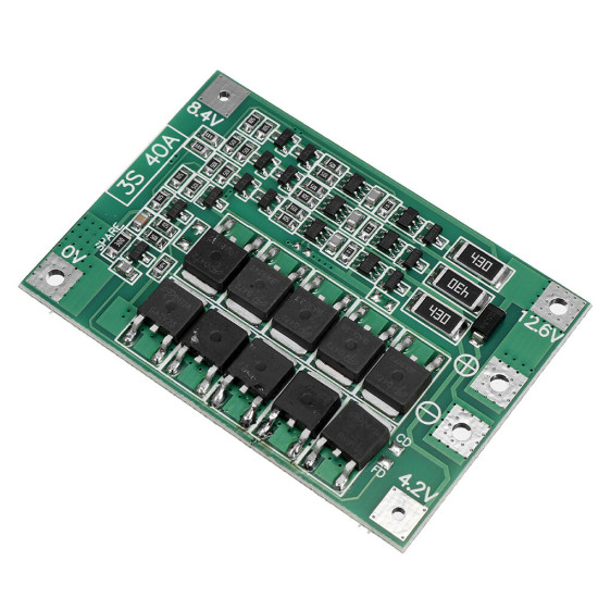 BMS 3S 40A 18650 Lithium Battery Charger Protection Board 11.1V 12.6V PCB for Drill Motor with Balance - 1pc