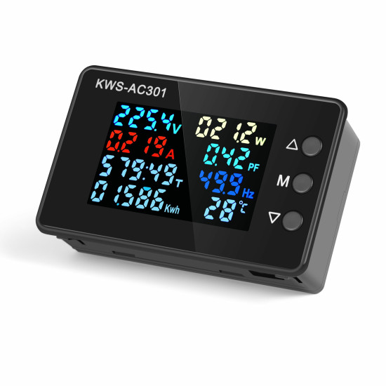 KWS-AC301 8 in1 Voltmeter Ammeter AC 50-300V Power Energy Meter LED Digital AC Wattmeter Electricity Meter 0-100A - AC301-20A