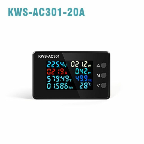 KWS-AC301 8 in1 Voltmeter Ammeter AC 50-300V Power Energy Meter LED Digital AC Wattmeter Electricity Meter 0-100A - AC301-20A