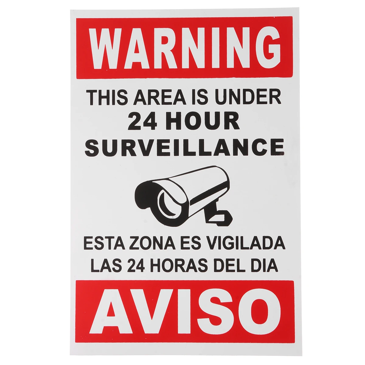 English Spanish Security Warning Sign Camera Sticker Warning This Area Is Under 24 Hour Surveillance